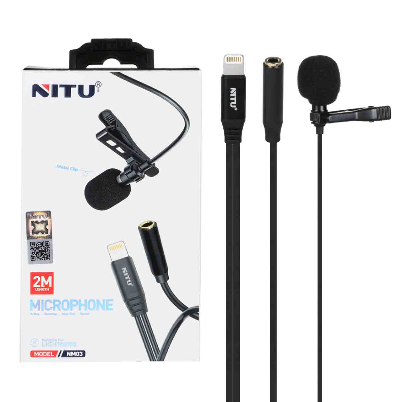 میکروفون یقه ای NITU Lightning مدل NM03 (گارانتی 18 ماه تعویض نیکان همراه)